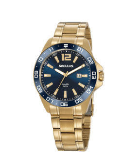 Relógio Masculino Aço Esportivo Dourado
