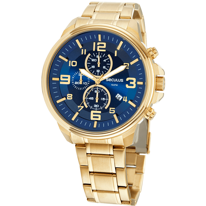 Relógio Masculino Cronógrafo 3D Dourado 44107GPSVDA3