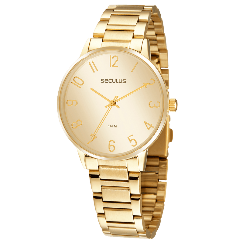 Relógio Feminino Moderno Dourado Referência: 77130LPSVDS1
