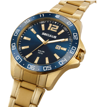 Relógio Masculino Aço Esportivo Dourado