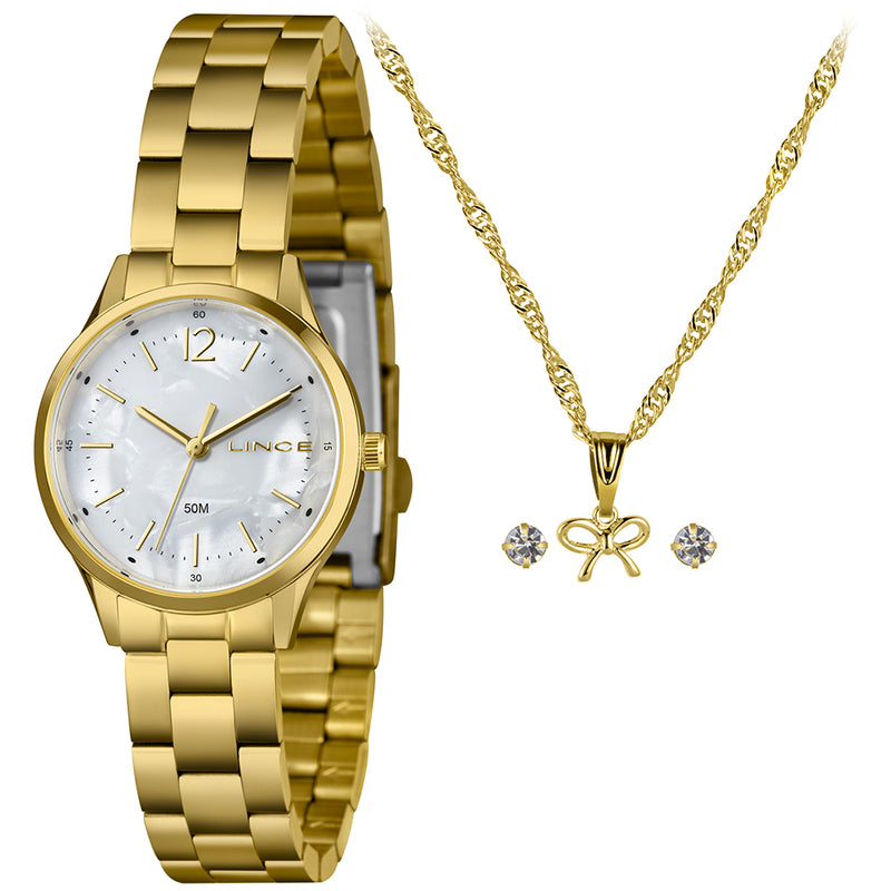 RELOGIO LINCE FEMININO ANALOGICO LRGH205L30 DOURADO