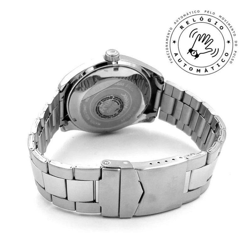 RELÓGIO ORIENT MASCULINO AUTOMÁTICO PRATA COM FUNDO CINZA - 469SS076F-S1SX