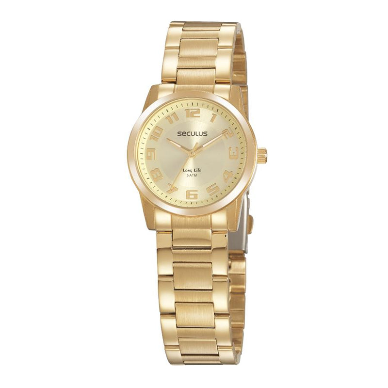 Relógio Seculus Feminino Social Dourado Ref: 20954lpsvda2